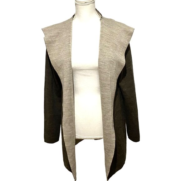 Max Studio Hooded Open Front Cardigan L Hippie Boho Festival Grunge Cosplay Wool - Picture 2 of 7